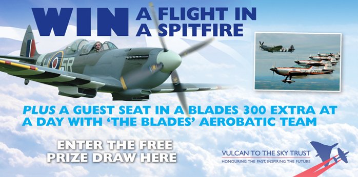 FREE DRAW CLOSES MIDNIGHT THIS SUNDAY 31st offering one lucky person the chance of a Spitfire flight &amp; seat in an Extra 300 for a guest. Retweet to family and friends now. The more of them that enter, the more your chance of joining them if they win! vulcanfreedraw.co.uk