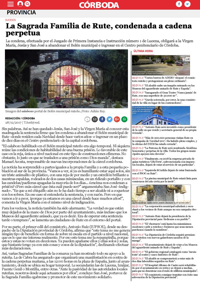 TJenlaredRute's tweet photo. @MocitoRute Aquí la noticia completa a la que haces alusión, aparecida en el diario CÓRBODA esta madrugada. https://t.co/DGPG872BWh