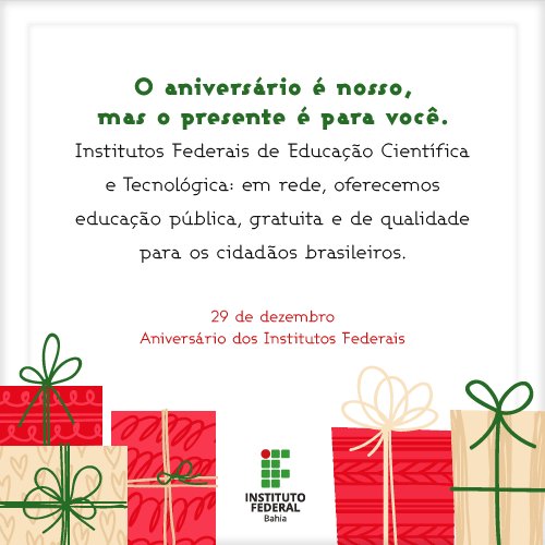 ifbaoficial's tweet photo. #IFs #niver #InstitutosFederais #Educação #pública #gratuita #dequalidade https://t.co/aW1pwzKxYe