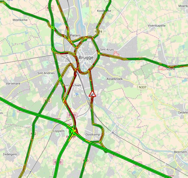 verkeersanker's tweet photo. #N397 Het is erg druk op de Koning Albert I-laan naar het centrum van Brugge. Hierdoor staan er ook files op de #N31, tot op het knooppunt Brugge met de #E40. https://t.co/QPzr9BJZqw
