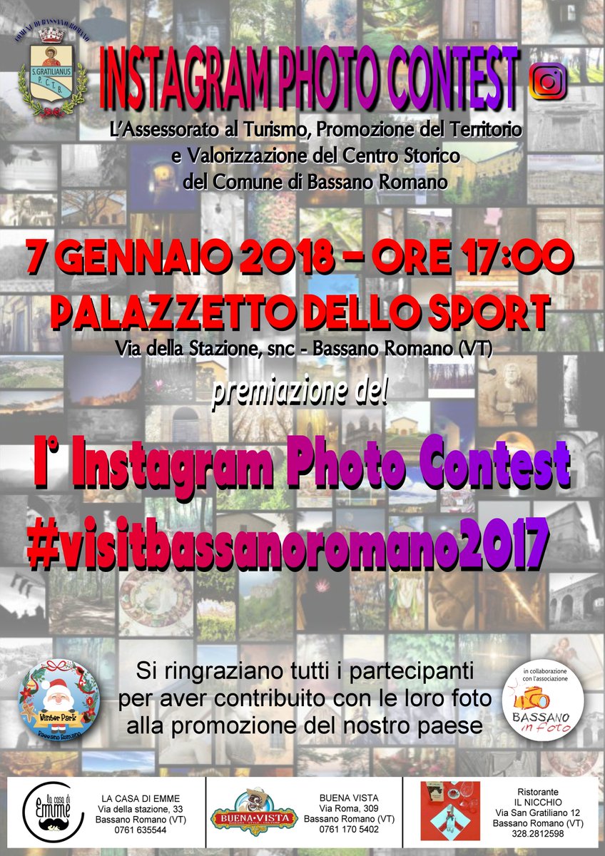 Premiazione del 1° Instagram Photo Contest #visitbassanoromano2017 7 gennaio 2018 Palazzetto dello Sport Winter Park.