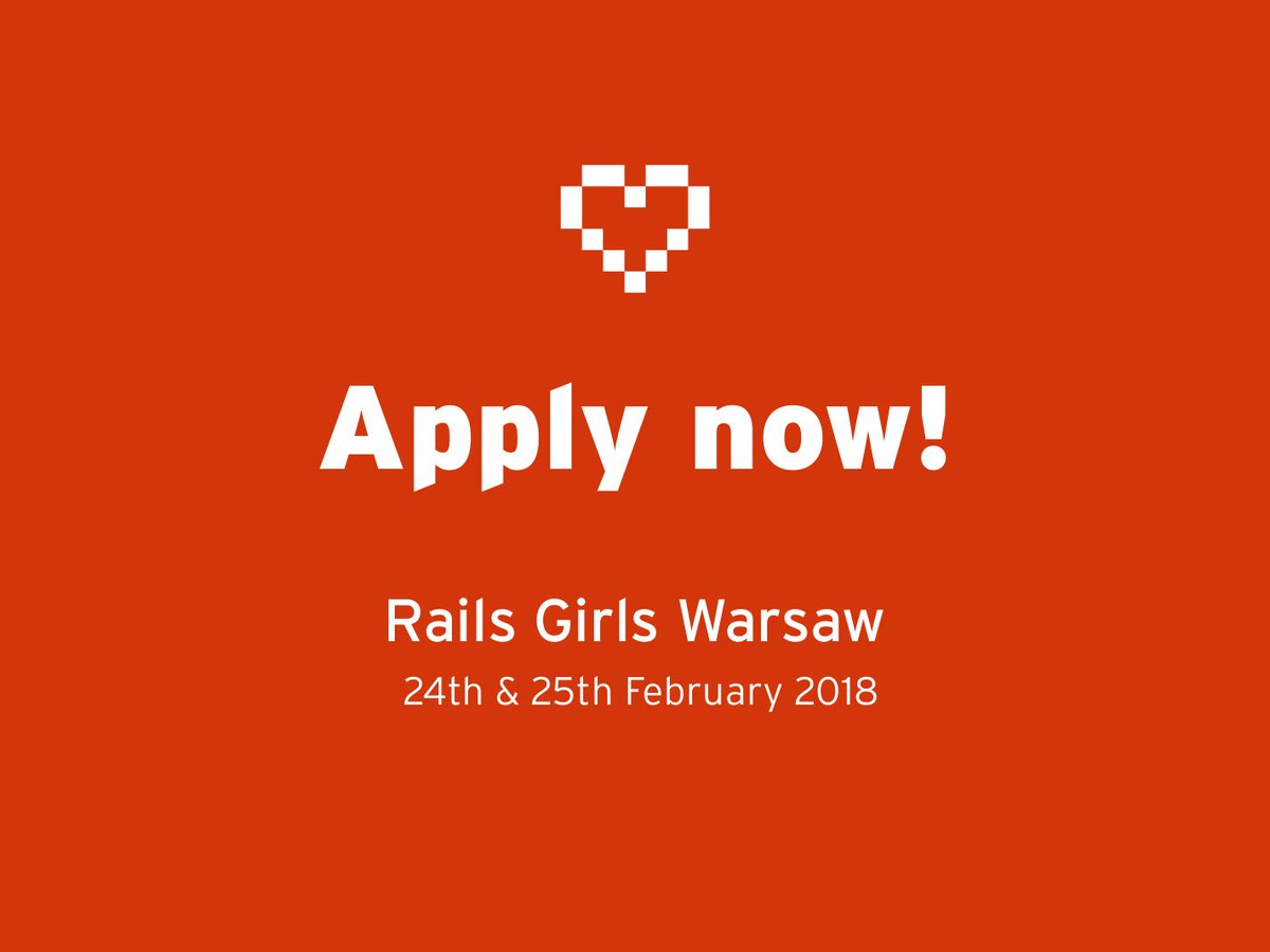 3, 2, 1... go! Applications for the 6th edition of Rails Girls Warsaw are now open 🎉 Don't waste time, apply - bit.ly/2zFu7CB