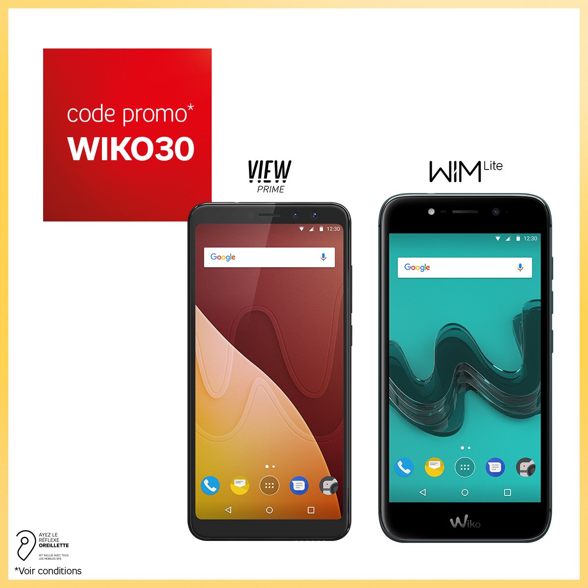 SFR's tweet photo. .@WikoMobile et @SFR prolongent Noël 🎄 ! Profitez d’une réduction exceptionnelle sur les smartphones WIM Lite et View Prime grâce au code Wiko30 sur la boutique SFR 👍   https://t.co/eus6pJgdrp ➡ https://t.co/jAR3czNplO