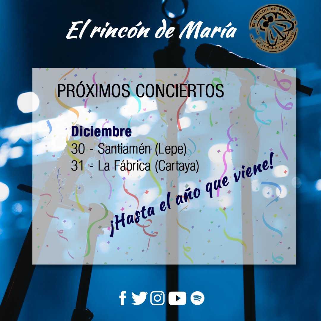 Nos quedan dos conciertos antes de #findeaño, ¿nos acompañas? ¡Música #rinconera hasta el último minuto del 2017!
