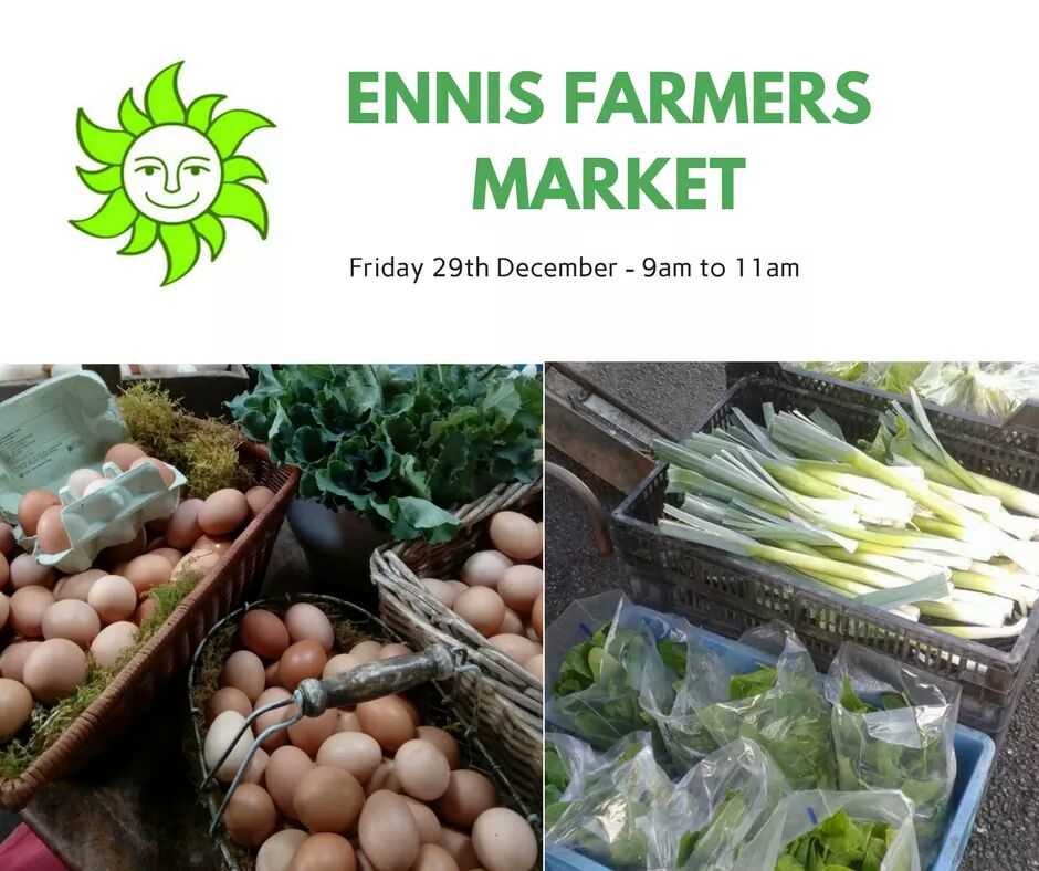 EnnisMarket's tweet photo. Get your fill of fresh eggs and organic veg on Friday 29th December from 9am -11am! The rest of the stallholders will be back in the New Year! #ennisfarmersmarket #ennis #clare #localproduce https://t.co/3C6g5tbDNr