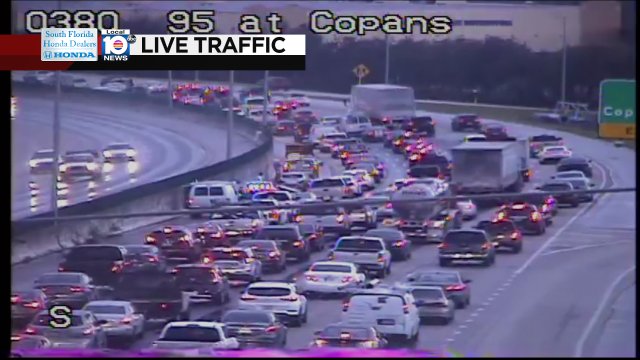 CRASH: I-95 SB & Copans Rd. A left lane is blocked; expect delays. #TRAFFIC https://t.co/Xx0bFvxJ0t