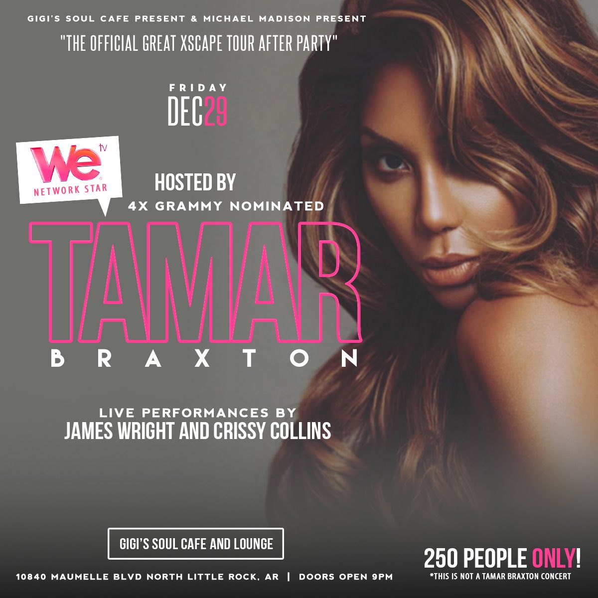 therealcrissyc's tweet photo. Little Rock, AR!! I’m in route w/ @TamarBraxtonHer!!!! The Great Xscape After Party 🔥🔥 https://t.co/YM6hNuhDvb