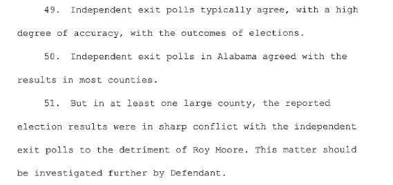 6. Moore later again claims that results are suspicious because they conflict with "independent exit polls." His premise: exit polls have a "high degree of accuracy." ... I think I can move on, right?