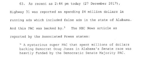 9. It's hard to follow what relevance the complaint thinks this has--but it seems that it thinks the fact that a SuperPac was funded by Democrats is one reason to dismiss the results: