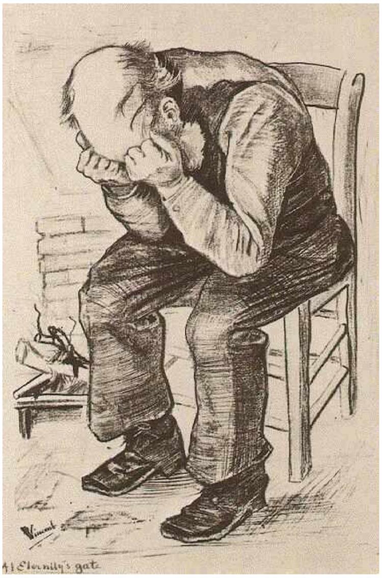 arteypalabra's tweet photo. 5⃣
El primer retrato de la serie es de su amigo Jean-Pierre Gonçalves de Lima (JP), desolado tras la muerte en 2013 de Dominic Elliot, asistente y amigo del pintor.
Evoca la litografía de Van Gogh, 'Viejo con su cabeza en sus manos (a la puerta de eternidad)' de 1882. https://t.co/7JpKPbpWAU