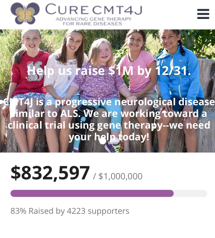 CureCMT4J's tweet image. WHAT A DIFFERENCE A DAY MAKES! Another $19,000 was donated to #CureCMT4J since yesterday getting us to $832,597. $1 million is within sight. 3 more days $168,000 left to raise
Pls keep RT our story &amp;amp; CureCMT4J.org #WeNeedAnAngelDonor #RUDuffEnough #OneMillionActsOfGood