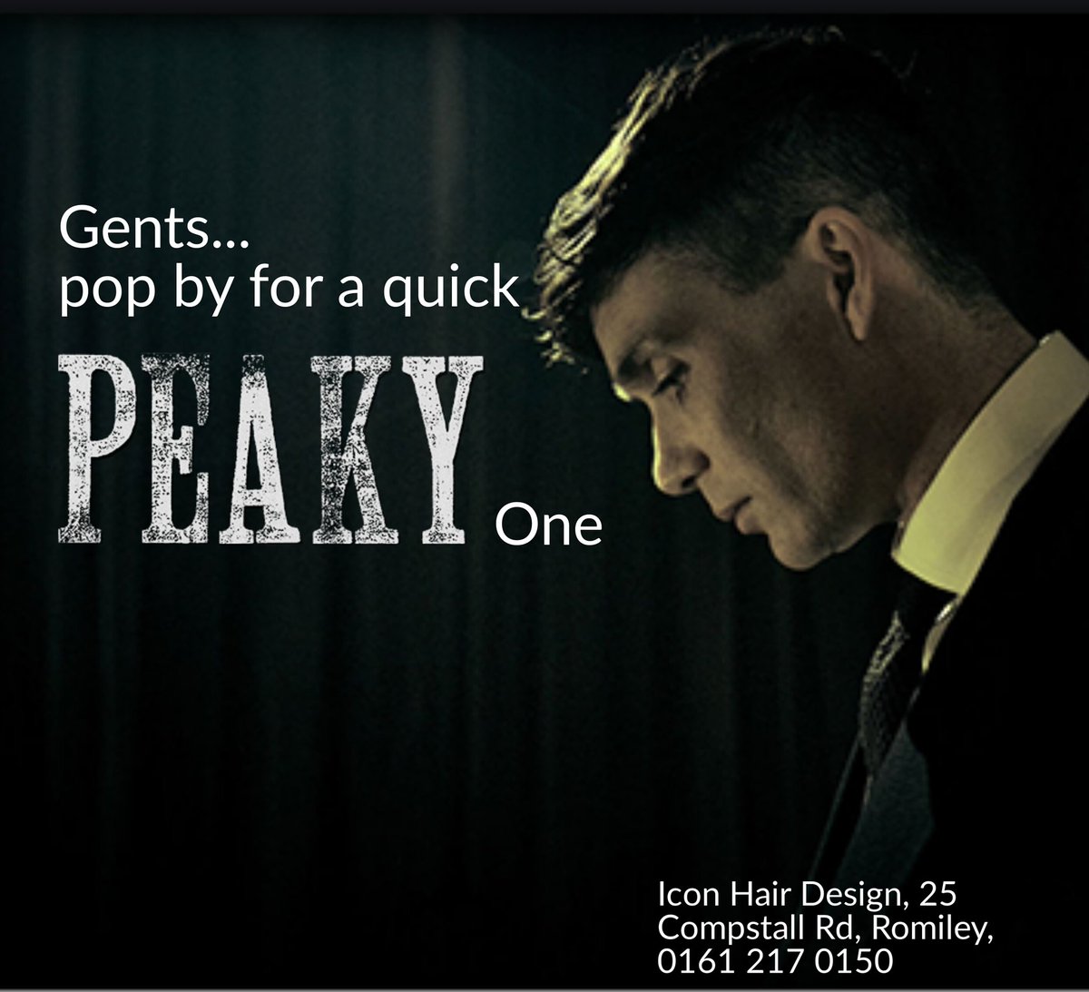 IconRomiley's tweet image. Gents of #Romiley, pop by for a quick peaky one anytime this week, walk ins available
#hair #gents #PeakyBlinders #fashion