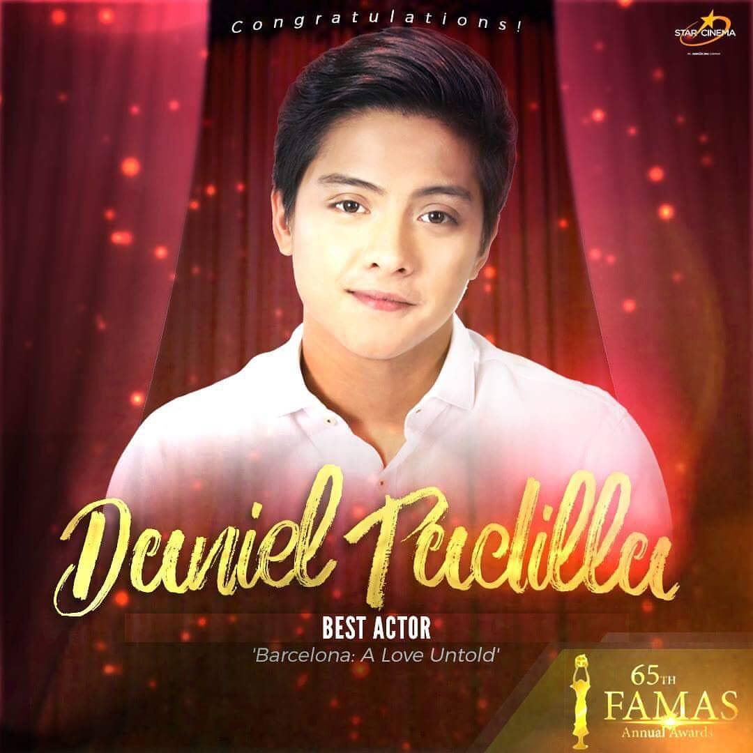 ecarg152902's tweet photo. Congratulations @imdanielpadilla In behalf of KathNiel KaDreamers Singapore, we are so proud of you 👏👏👏 "Best Actor ( Barcelona: A Love Untold)
#FAMASAwards2017 https://t.co/gRlQUs1K3s