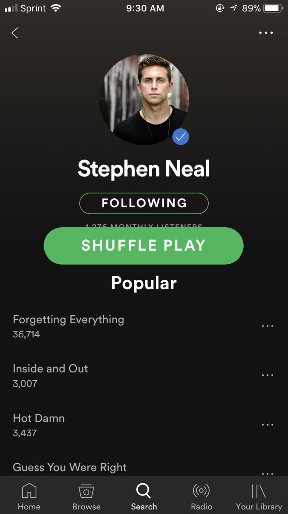 brittanyking001's tweet image. @_StephenNeal EP and song #forgettingeverything has been listen to over 36,000 times 😭❤️! SOO proud of you Stephen. If you HAVE NOT listened to his music , I HIGHLY recommend it. You can listen on SPOTIFY, PANDORA, and BUY IT ON ITUNES 🎶🎶! #CountryMusic