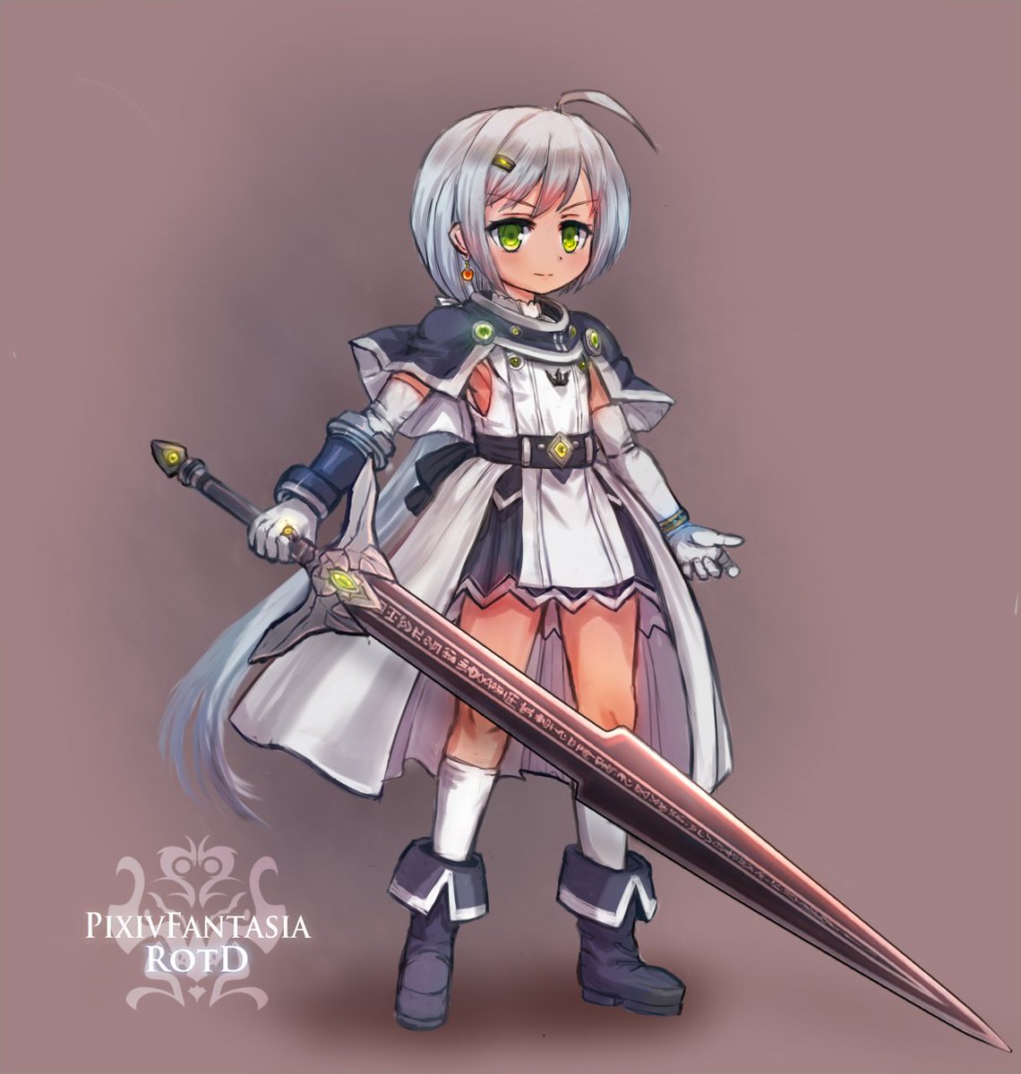 ④ヴァルゼリオス(PFRD)
久々のぴくふぁんキャラクター!鉄血騎士団とヱルクリンデ様の設定を見せて頂いた時に"参加したい!"という強い衝動に駆られデザインしたキャラです!
女の子が多かったので敢えて男の子にしました!私にしては珍しく褐色肌です。
もっと動かしたかった…! 