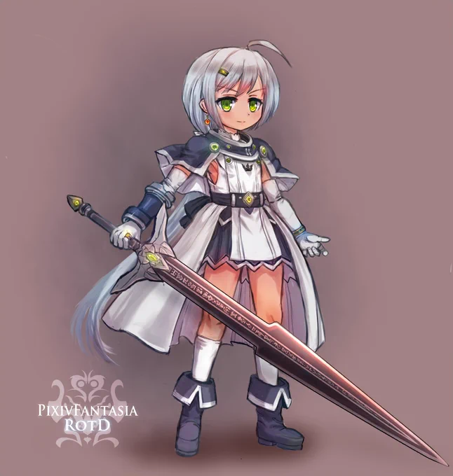 ④ヴァルゼリオス(PFRD)久々のぴくふぁんキャラクター!鉄血騎士団とヱルクリンデ様の設定を見せて頂いた時に"参加したい!"という強い衝動に駆られデザインしたキャラです!女の子が多かったので敢えて男の子にしました!私にしては珍しく褐色肌です。もっと動かしたかった…! 