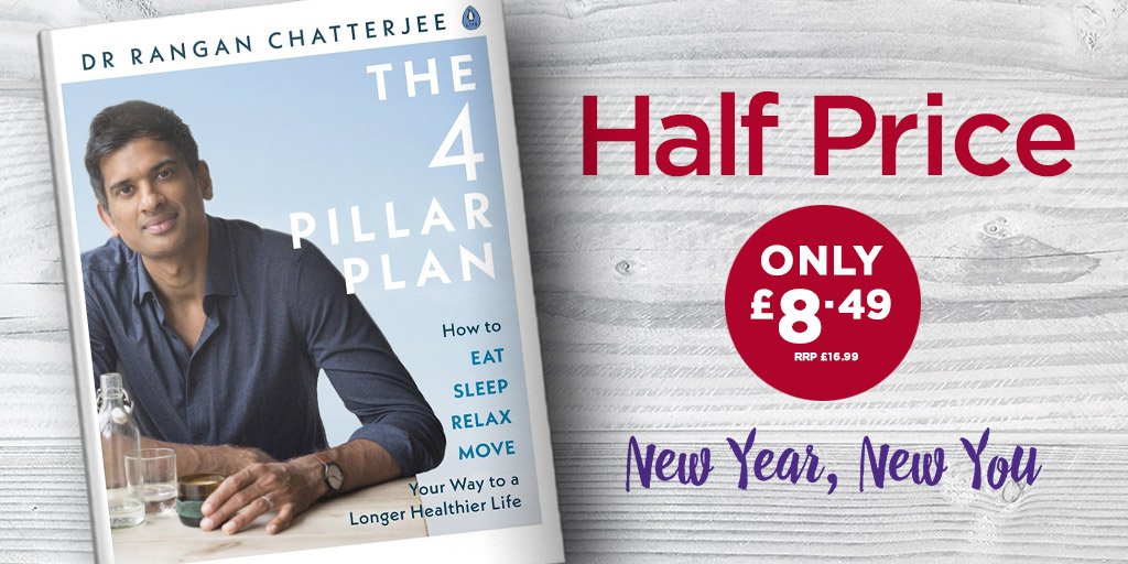 WHSmith's tweet photo. Take control of your health and your life with @drchatterjeeuk's The 4 Pillar Plan! Get this inspiring guide to better health and happiness for just £8.49 in our High Street stores! #WHSOffers https://t.co/bMG3Qq2XF6