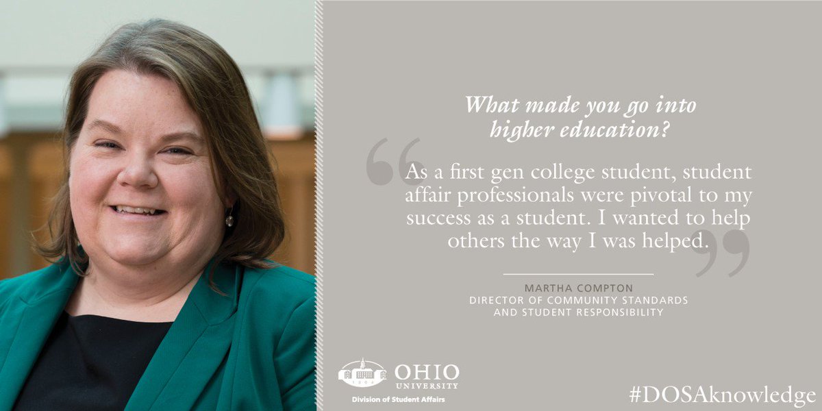 OHIOStudentLife's tweet photo. Hey first gen Bobcats, here's some #DOSAknowledge for you, brought to you by our Director of @OHIOCSSR, @marthakcompton: https://t.co/jgb16Tv8FH