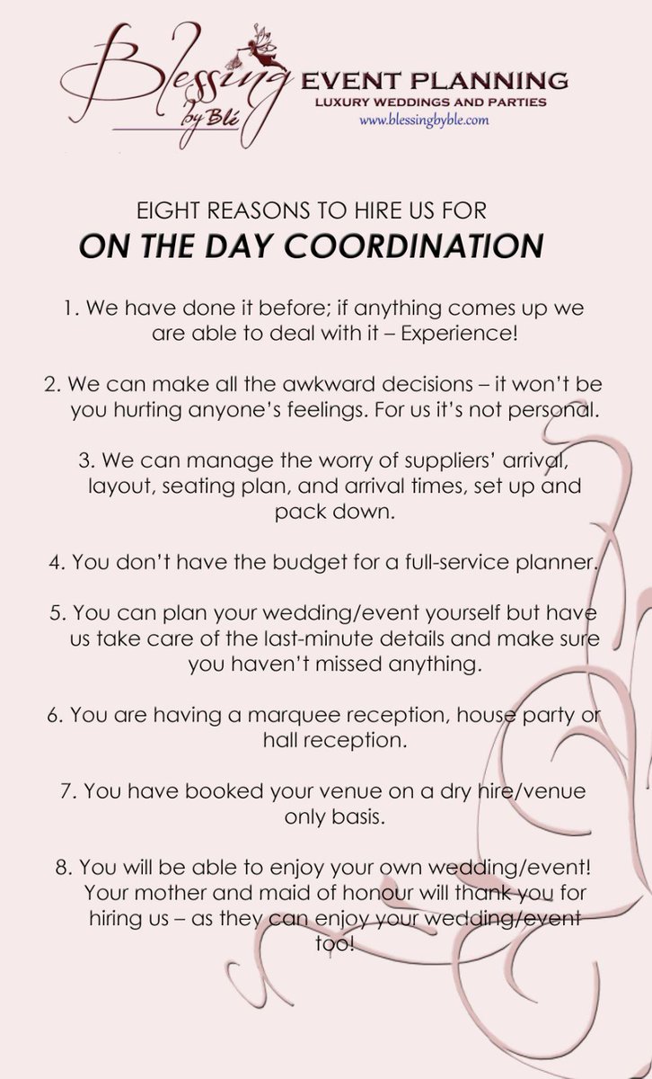 Eight reasons to hire us for On the day Coordination:
#onthedaycoordination #daycoordinator #event #wedding #party #marquee #venue #hall #dryhire #venuehire #africanwedding #culturalwedding #selfcatering #hire