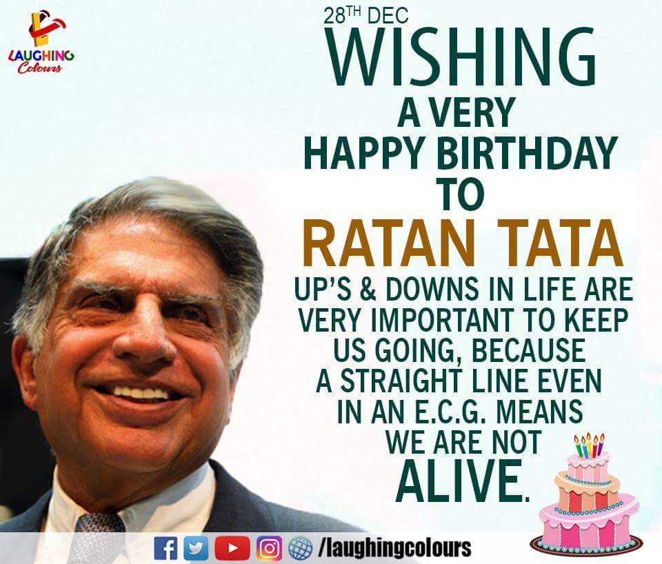 Team laughing colours wishing a very happy birthday to Ratan Tata ji. 