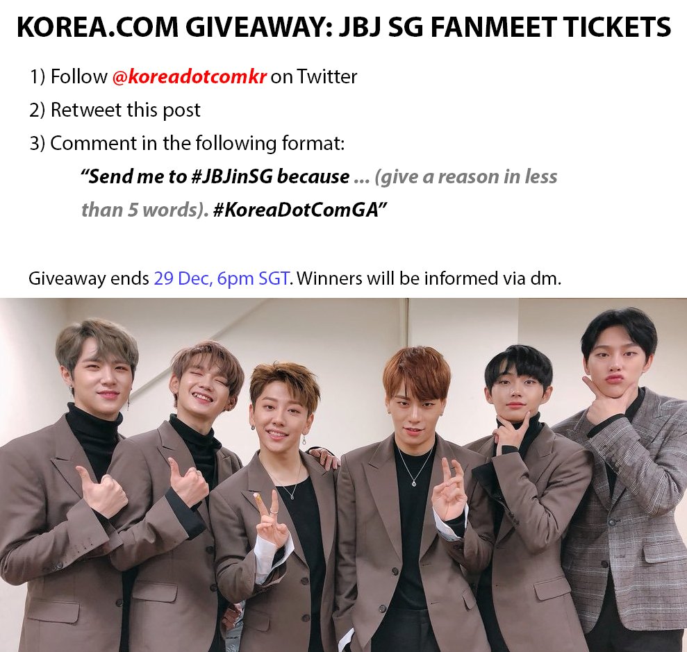 KoreaDotComKR's tweet photo. [📢] WIN tickets to catch #JBJ at their first ever Singapore fanmeet this Friday! #JBJinSG #JBJinSingapore #JBJComeTrueinSG #KoreaDotComGA https://t.co/1KtHzq2VAd