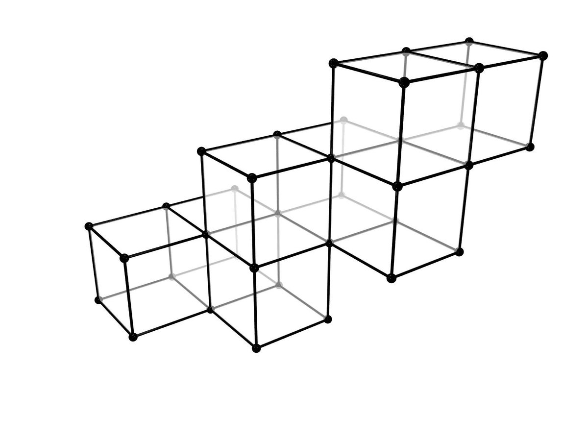ほりたみゅ 立方体では11種類しか展開図がありませんが 超立方体では愚直には数えきれないくらい沢山あります 例えば次の画像です
