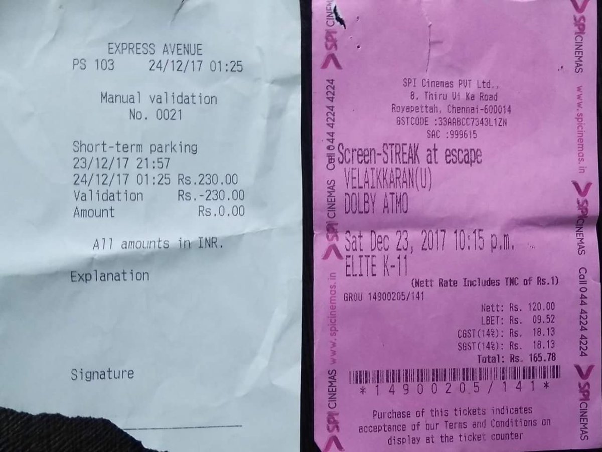 venkatsmf's tweet photo. Ticket price 165
Parking Cost 230 at express Avenue..
This is the reason, we need Tamilrockers
#Velaikkaran
#expressavenue
#tamilrockers https://t.co/SWfH7hcy8p