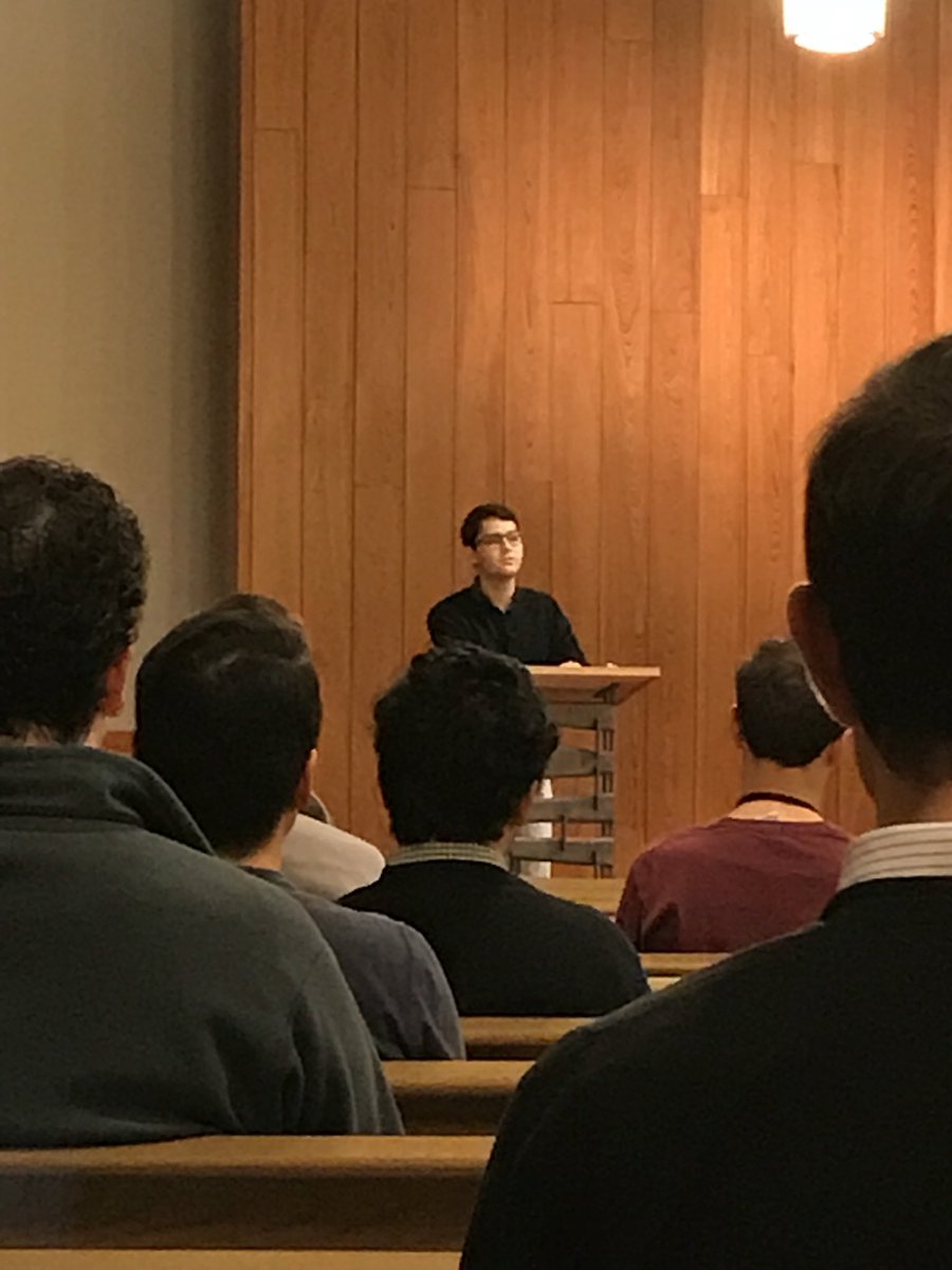 treddingsj's tweet photo. Our annual tradition - the youngest Novice (the Holy Innocent) preaches on the Feast of the Holy Innocents #FG17 #jesuits #jesuitlife https://t.co/nGDzb1yFO2