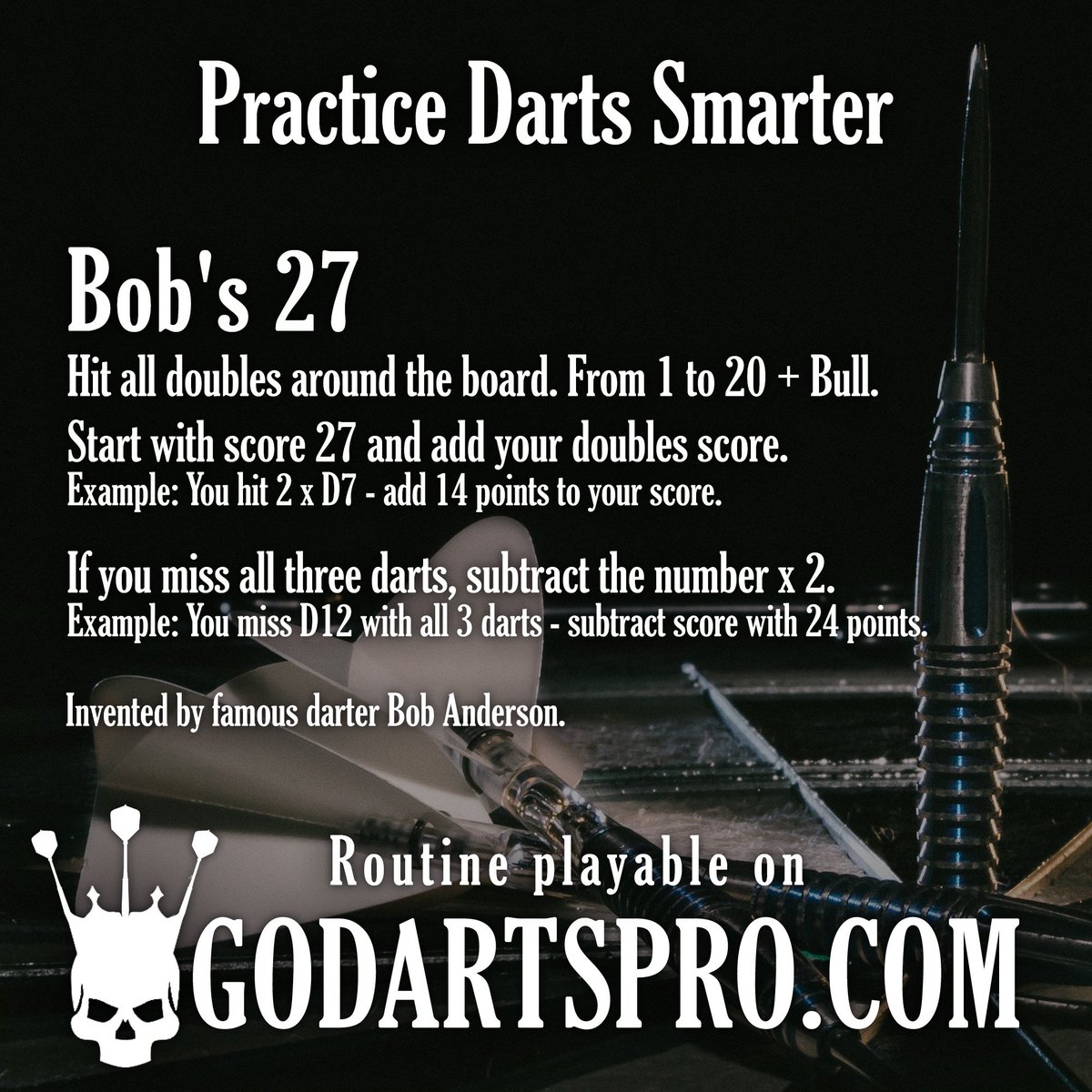 GoDartsPro.com on Twitter: "Tried Bob's 27 Famous darts practice routine sharpen your doubles skills. By Bob Anderson. Practice it on https://t.co/iCdgHCXIJS. https://t.co/TxkGteezdU #darts #practicedarts #lovethedarts #bobs27 https://t.co ...