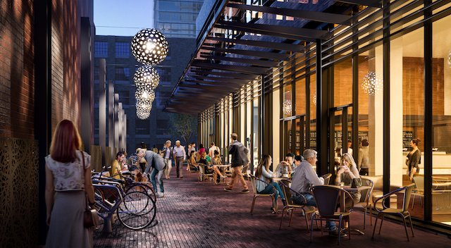 Allow us to define the mews element of Peter &amp; Adelaide: “narrow, intimate streets that balance the access and service functions of a lane with active building frontages, accessory uses, and a street space shared by cars and pedestrians."