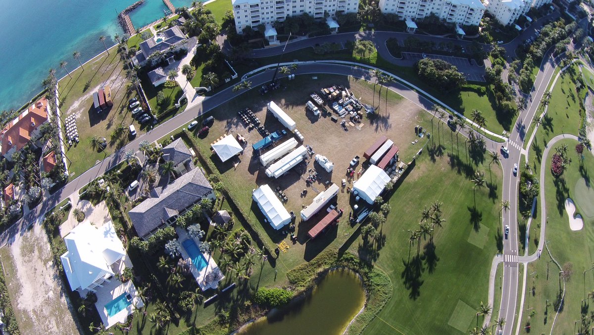 NEPGroupInc's tweet photo. It's bitterly cold here at NEP HQ in Pittsburgh, so to help us think warm thoughts, here is a #TBT to our trucks parked in the Bahamas in 2014 to cover golf. #BehindTheScenes #TVProduction #OutsideBroadcast #TVCompound https://t.co/qNdl84dHmb