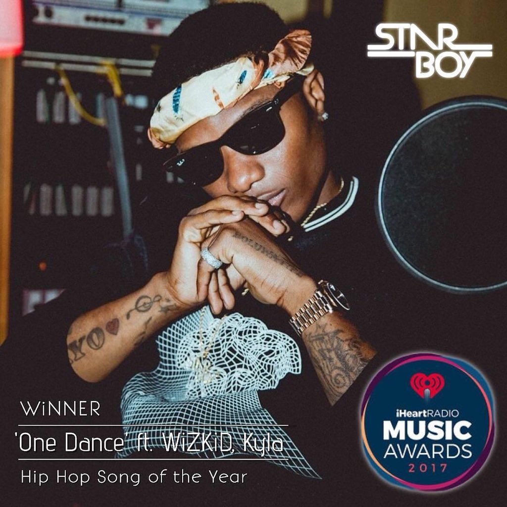 “One Dance” received 3 nominations at the 2017 iHeartRadio Music Awards and won two: “Hip-Hop Song of the Year” + “Most Thumbed Up Song of the Year”. Wizkid became the first African artist to become a nominee and winner at the ceremony.
