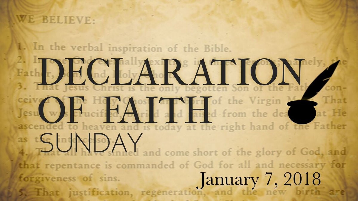 Sunday, January 7, 2018 has been declared “Declaration of Faith Sunday” in the Church of God by General Overseer Timothy M. Hill. ow.ly/OCFS30ht9Y8