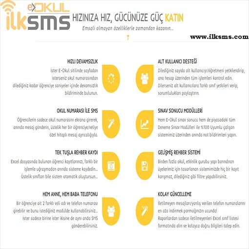 İlkokul, Ortaokul, Lise, Mesleki Eğitim Merkezleri,
Anaokulları, İl ve İlçe Milli Eğitim Müdürlükleri, Halk Eğitim Merkezleri...
Tüm sms işlemleriniz için tek adres İLKSMS!
detaylı bilgi için ilksms.com  0212 909 2554
#EGMdeSivilMemurÜveyEvlat #184sabimkadrobekliyor