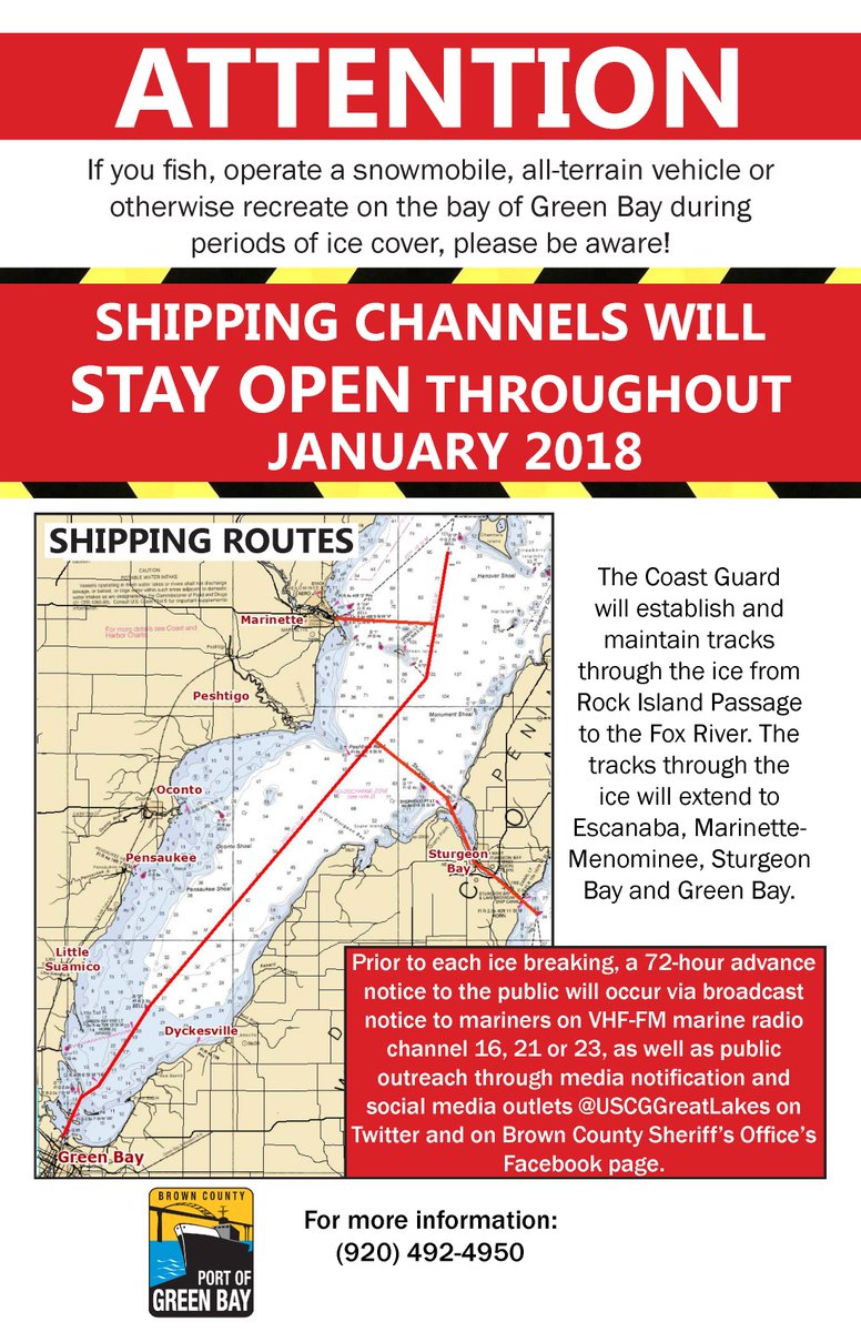 Please share with those using the bay of Green Bay this winter! We are sending this poster to bars, eateries, bait shops, gas stations, fishing guides, fishing clubs &amp; snowmobile clubs, but if there are any other places you think this poster needs to be displayed, let us know!