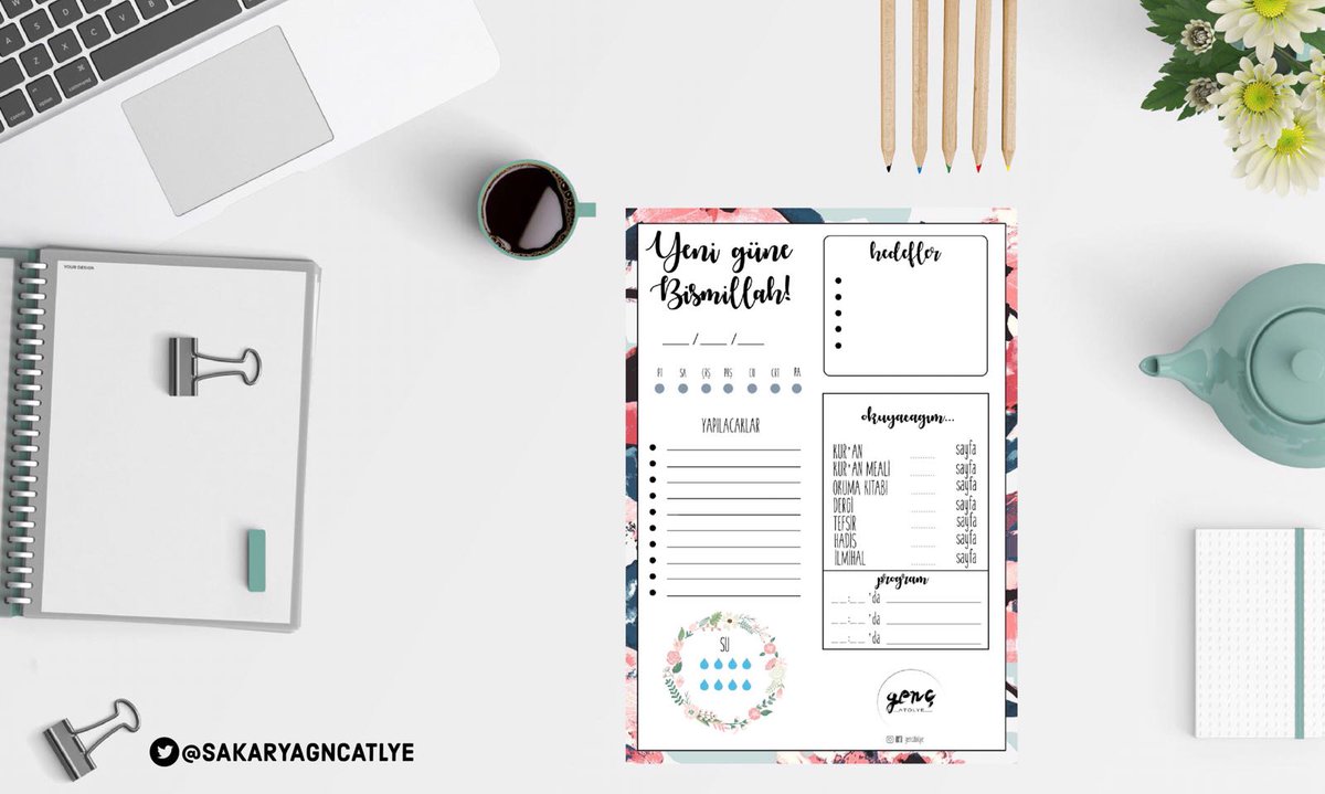 • Haftalık ve Günlük Planlayıcı

•Haftalık Planlayıcı: A5 boyutunda, 60 yaprak olup 60 haftalıktır. 1 yıllık. 
•Günlük Planlayıcı: A6 boyutunda, 35 yaprak olup 35 günlüktür. 1 Aylık.

•Temin: Yeni Cami tarafindaki Sakarya İHH ve Orhan Cami yanı Bağış Kabul Merkezi
•Fiyat:📩