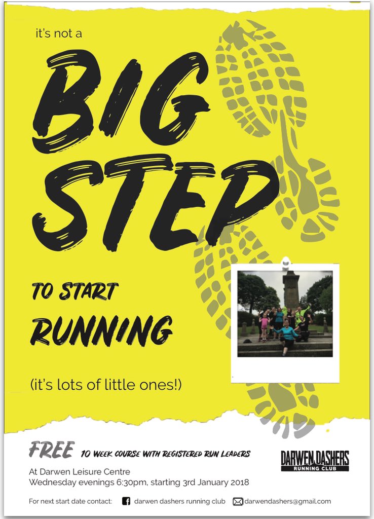 BEGINNERS RUNNING GROUP STARTING WED 3rd JAN 2018
For more info/to register-groups.runtogether.co.uk/DarwenDashersB… @RunTogether_ @darwendashers