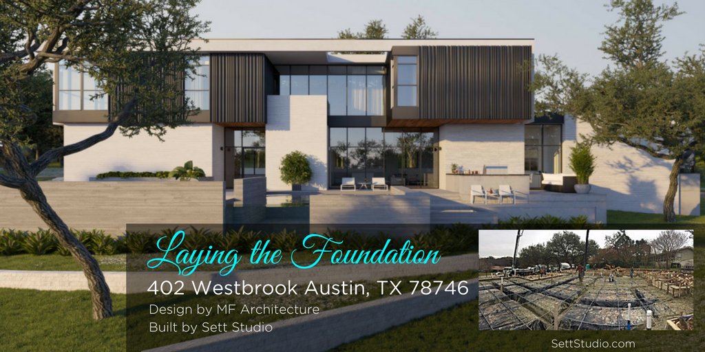 Today we are pouring the foundation for 402 Westbrook! This home is going to be a beautiful addition to the Westlake Hills area of Austin! Design by <a href="/MFarchitecture/">MF Architecture</a> and Built by Sett Studio. Learn more by visiting: settstudio.com/402-westbrook.… #SettStudio #NewHome #HomeBuilder #MODERN