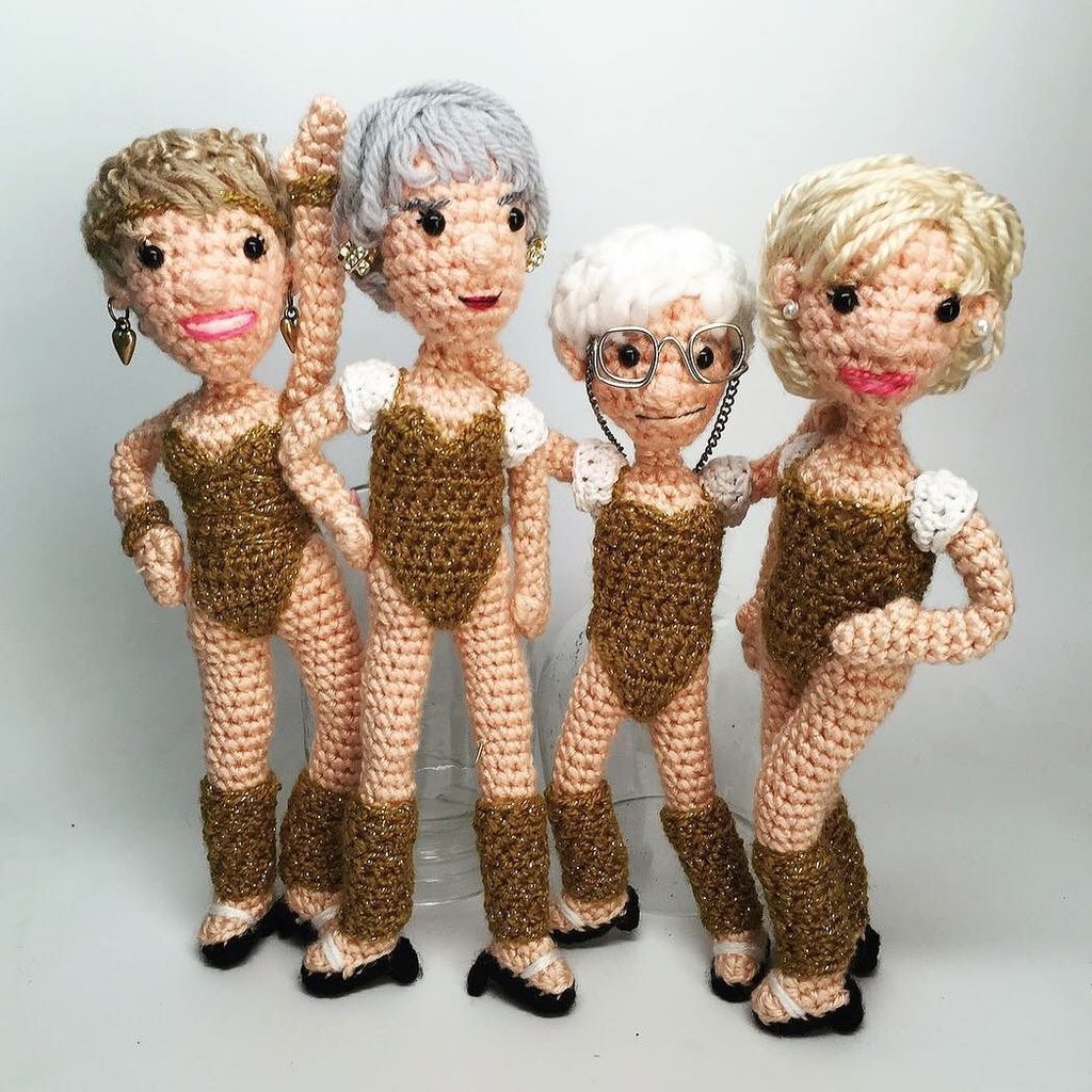 craftyiscool's tweet photo. The #goldengirls, #solidgold edition. Based on @teefury shirt design by @_dianaroberts @bettymwhite #solidgoldengirls #teefury #dianaroberts #craftyiscool #goldengirlsdolls #crochetgoldengirls #bettywhite #miamiisnice #aerobics https://t.co/b5kpgUJNRf https://t.co/xOcgTAbXLT