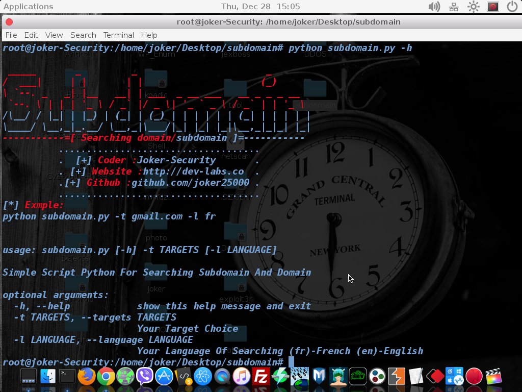 SecurityJoker's tweet photo. السلام عليكم 
اسم الأداة : Subdomain
مبرمج الأداة : Me  
الاداة تقوم بسحب السوب دومين الخاص بالمواقع وحفظه
Simple Tool For Searching Subdomain And save results
Github : https://t.co/1ja0rDQZw6
CHannel :  https://t.co/hMPsVQIO3e
Page : https://t.co/k34qU1Hwte
#Joker-Security https://t.co/Tp6zs7vWMU