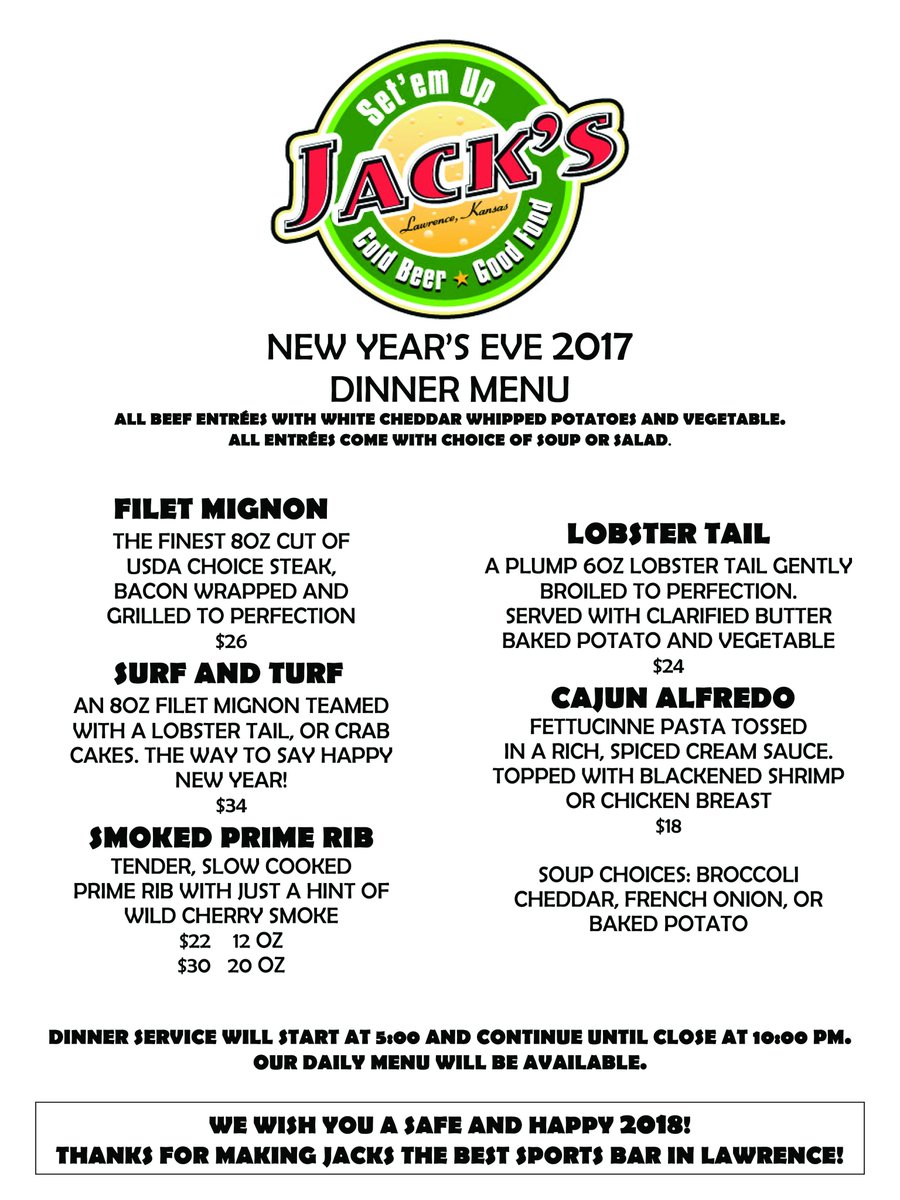 SetEmUpJacks's tweet image. Prime Rib makes a good solid base for New Year's Eve festivities, just sayin'. Special menu available 5pm til close at 10pm. #headeast #NYE2018