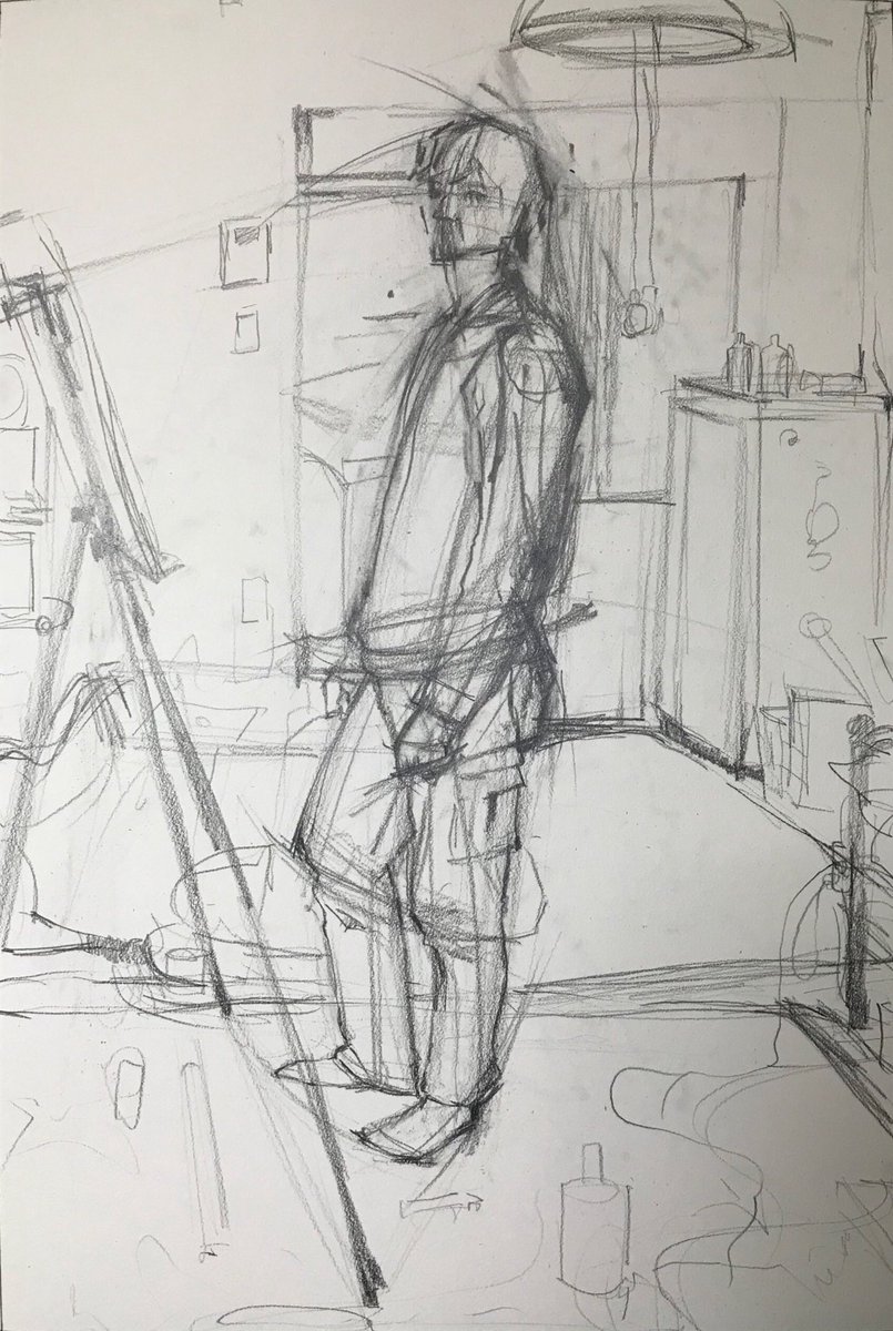 油彩画のためのエスキース 油絵で自画像F120号描くためのエスキースです。結構大きめのスケッチ