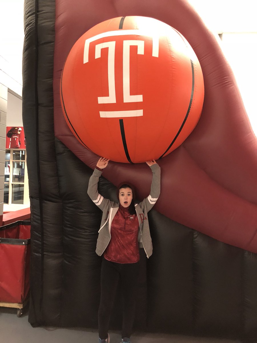 JohnKincade's tweet photo. Olivia a is ready for her first on campus @TUMBBHoops game! @LiacourasCenter #LCShowcase See you in Freshman Class Fall of 2022 https://t.co/Qm35rsm6gb