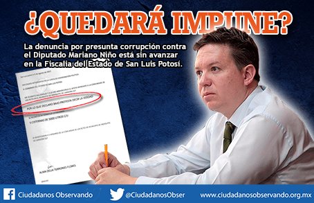 CiudadanosObser's tweet photo. Ya existe denuncia contra el Diputado #SLP @marianonino y la @pjge debe demostrar avances en la investigación. https://t.co/y79yPSeJad https://t.co/eTfxu0MYzy