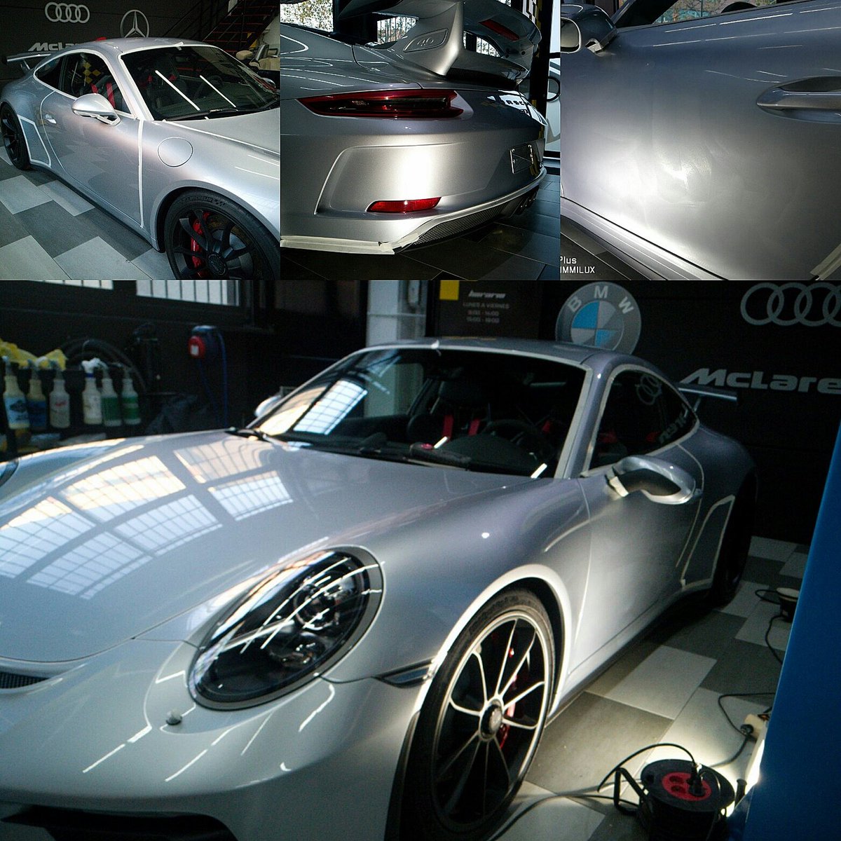 LupoCarWrapping's tweet photo. Pulido, Protección Cerámica 9H y Film Protector Transparente sobre Frontal. Más protegido imposible...ahora a disfrutar!💥💨 #porsche Gt3 #lupocarwrapping https://t.co/kqOPPrCkRw