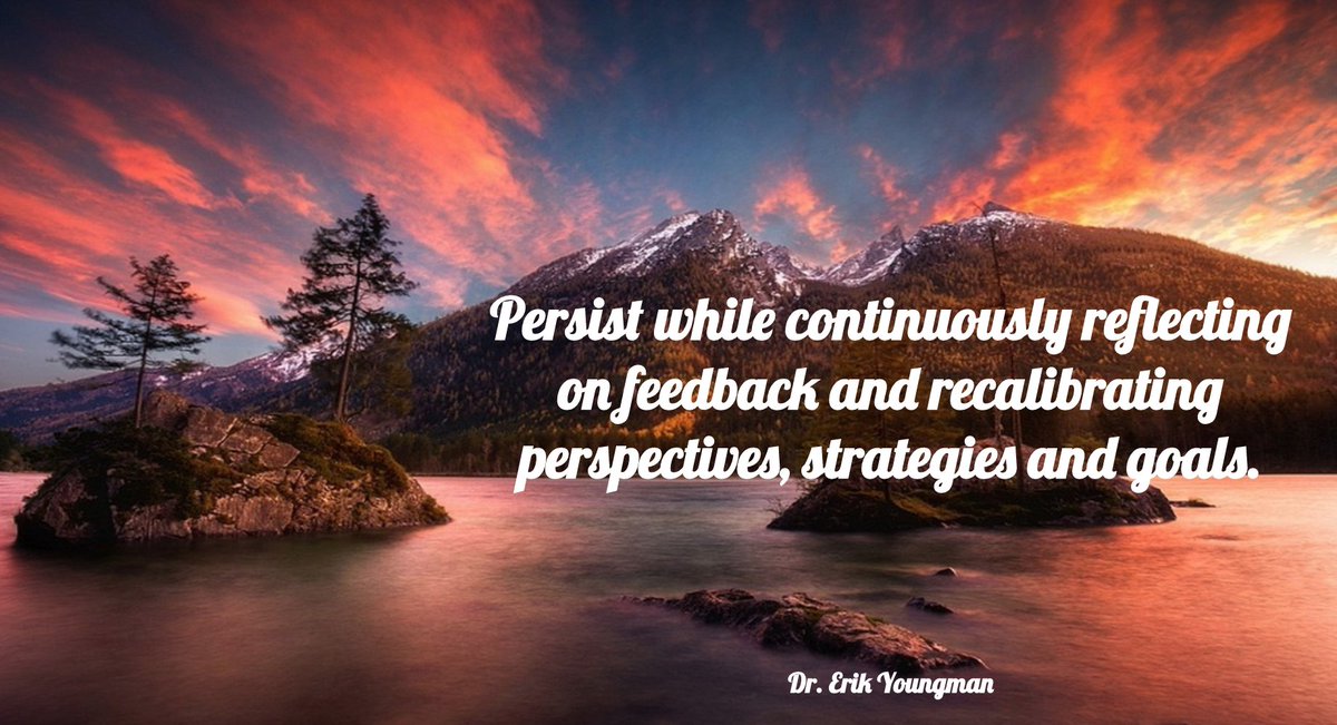 Erik_Youngman's tweet photo. #Persist while continuously #reflecting on #feedback and #recalibrating #perspectives, #strategies and #goals.

#GrowthMindset #Perseverance #ContinuousLearningMindset #Grit https://t.co/tNWWKBpmR5