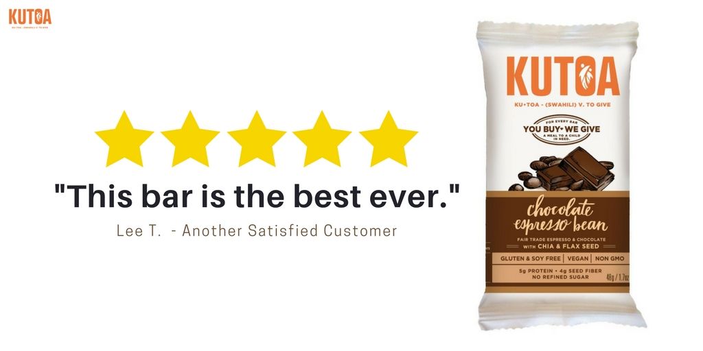 We think that all of our bars are special, but you don't have to just take our word for it! See what Lee and 157 other reviewers like him thought about KUTOA in their reviews - buff.ly/2CifN5T 
#vegan #glutenfree #bestever #howigive #giveback #natural #healthy #eatvegan