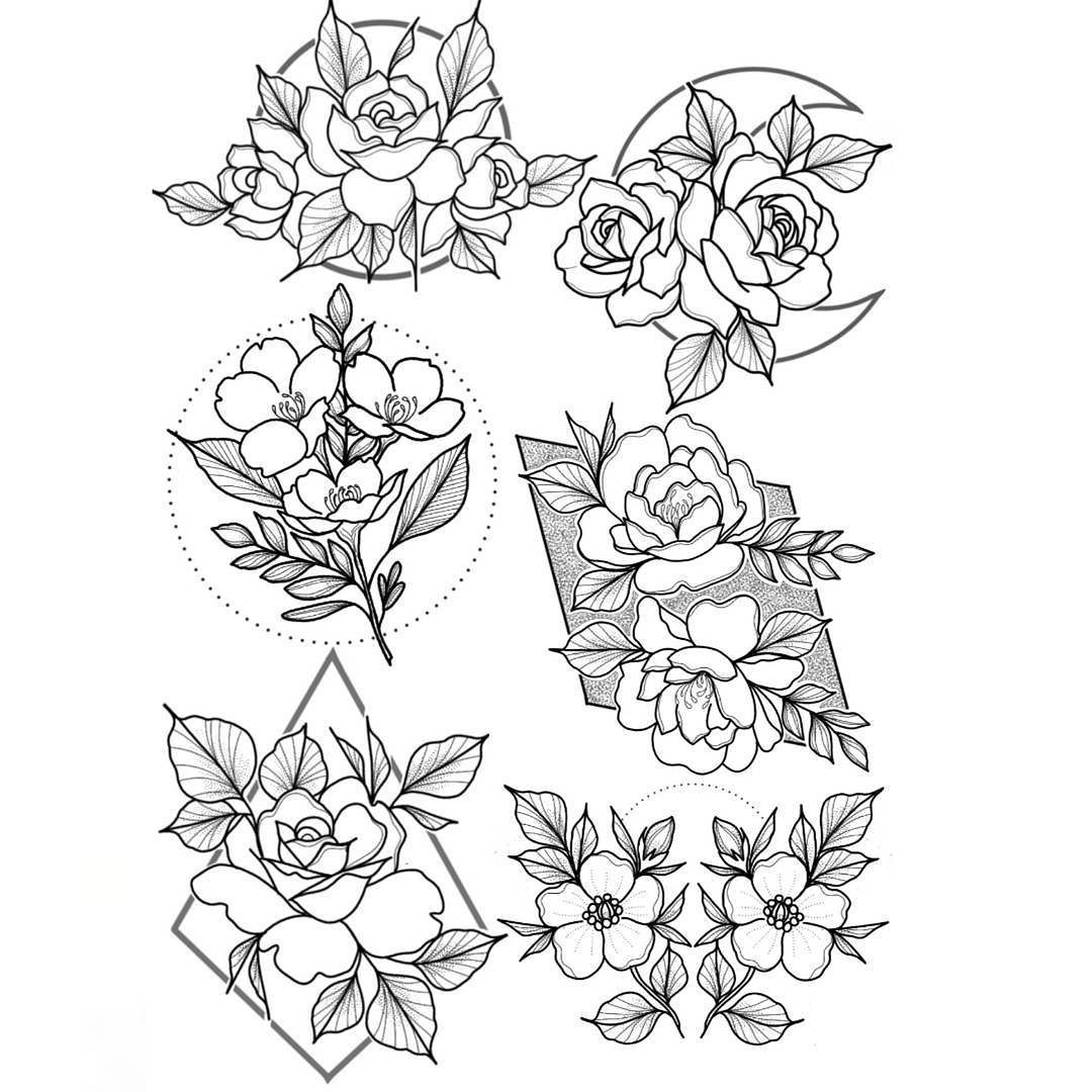 Tattoo Flash of Lotus Flowers