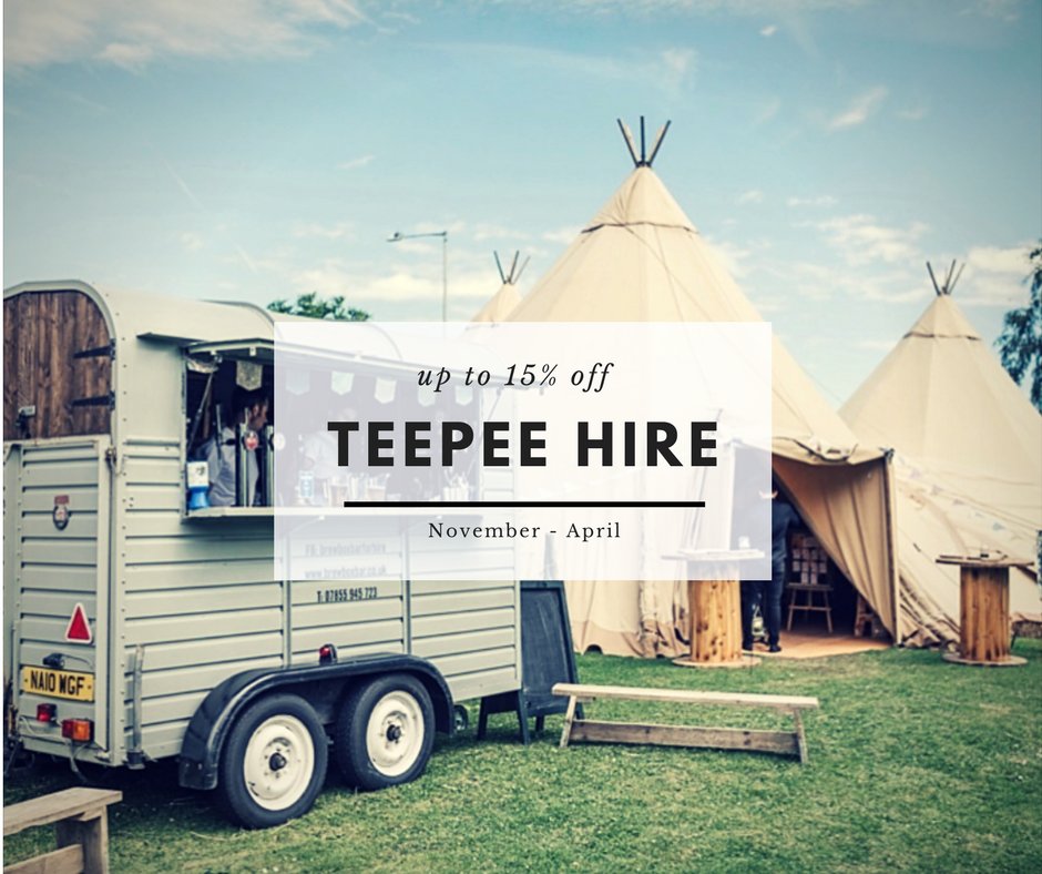 teepeetenthire's tweet photo. We offer up to 15% off teepee hire from November – April! The perfect excuse for a winter wedding or spring shindig in a unique venue… https://t.co/DUHVY26CVM
