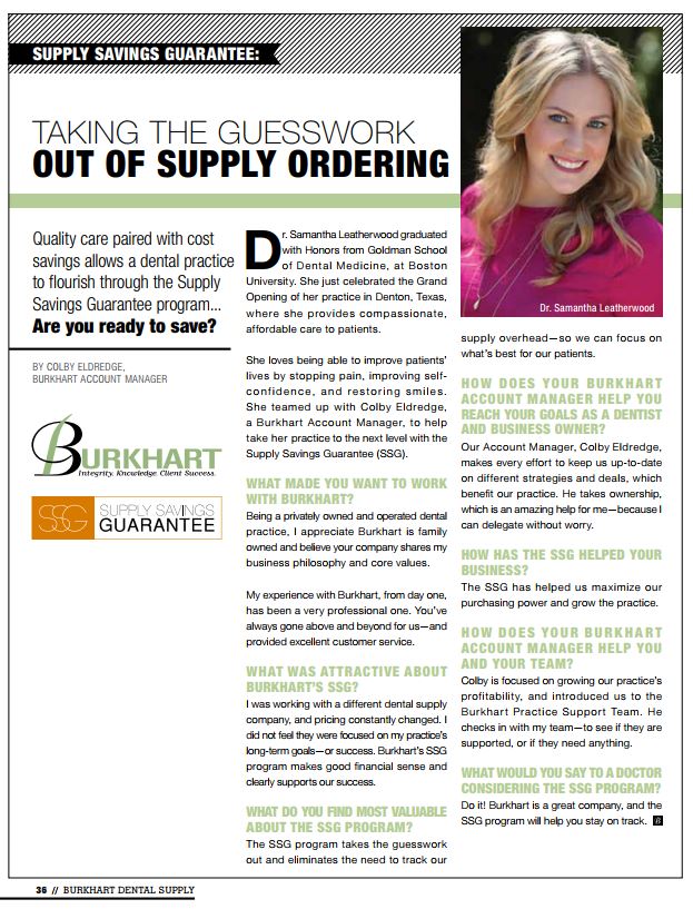 Taking the Guesswork out of Supply Ordering
2017 Catalyst - Issue 4
By: Colby Eldredge, Burkhart Account Manager
owl.li/BeE030gl2qR
